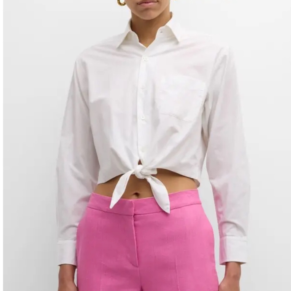 FRANCES VALENTINE Ellie Cropped Button-Front Shirt Size L